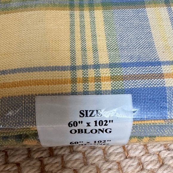 NET🤩NATURAL IMPRESSIONS LEMON TREE PLAID PATTERN OBLONG TABLECLOTH 60” x 102” - Picture 3 of 3